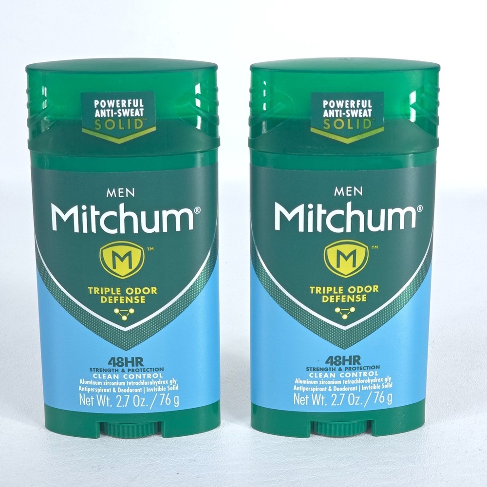 2 Mitchum Clean Control Anti-Perspirant Deodorant Triple Odor Defense 2.7 oz ea